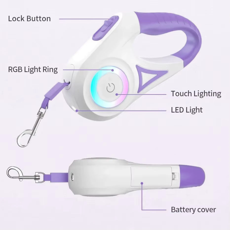 Dog Leash Retractable Leash And Dog Collar Spotlight Automatic Pet Dog Cat Traction Rope For Small Medium Dogs Pet Product